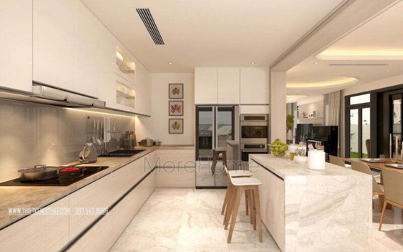 Gợi ý mẫu tủ bếp đẹp giá rẻ gỗ Acrylic màu trắng cho chung cư, nhà phố, biệt thự...