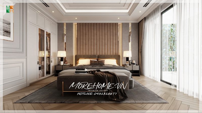 Phòng ngủ được trang trí với nội thất hiện đại dành cho nhà phố, biệt thự mang tới sự tiện nghi và không gian riêng thể hiện phong cách riêng của chủ nhân căn phòng.
