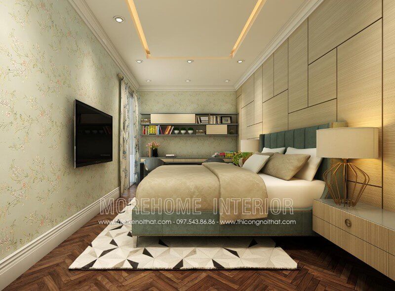 Giường ngủ đẹp được sản xuất với chất liệu khung gỗ tự nhiên nhập khẩu kết hợp bọc nỉ nhung cao cấp là sự gợi ý hoàn hào cho các căn biệt thự cao cấp
