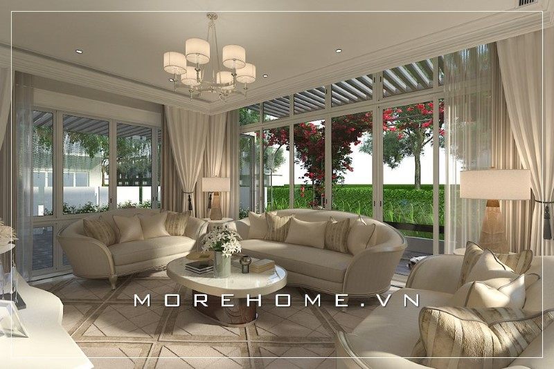 Kiến trúc sư thiết kế phòng khách biệt thự đẹp sẽ làm tạo ra ấn tượng tích cực cho những khách đến thăm.