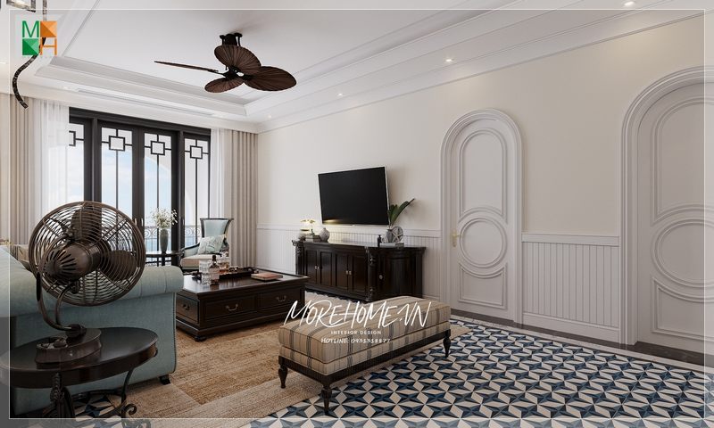 Kệ tủ tivi gỗ tự nhiên có phong cách đương đại, không quá rườm rà nhưng vẫn giữ được sự sang trọng.